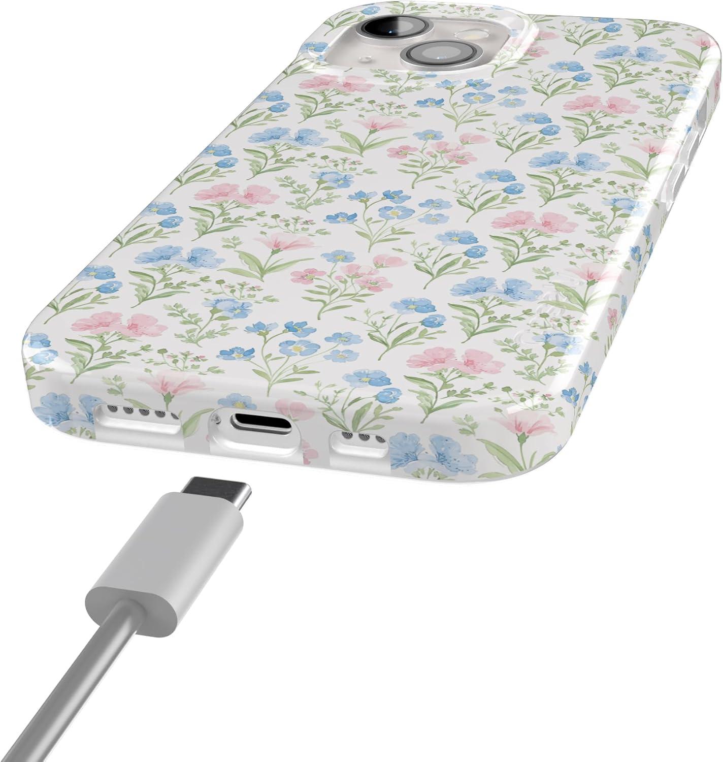 imageCasely iPhone 15 Plus Case Outside the Lines Crayola Marker Compatible with MagSafe Classic Ultra Slim DesignPastel Garden Sunday Best