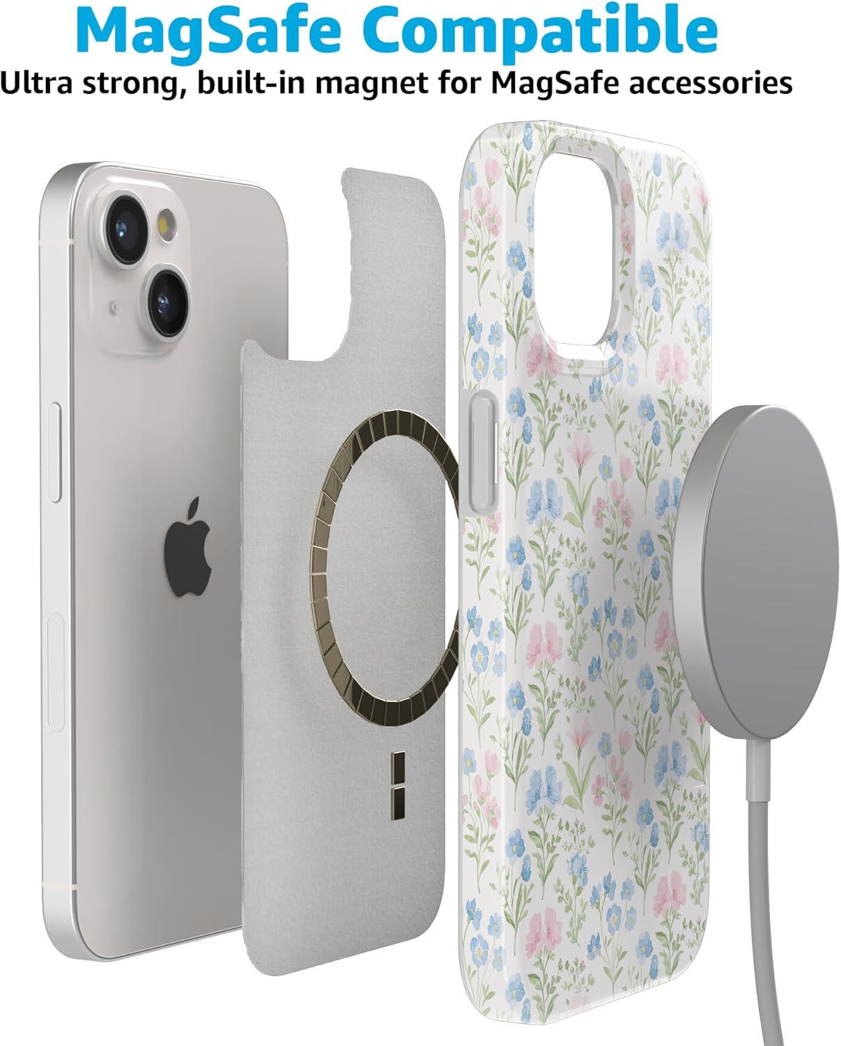 imageCasely iPhone 15 Plus Case Outside the Lines Crayola Marker Compatible with MagSafe Classic Ultra Slim DesignPastel Garden Sunday Best