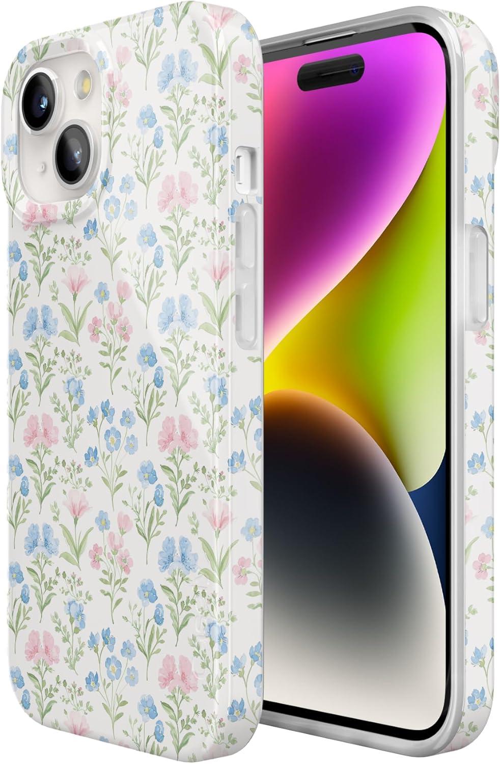 imageCasely iPhone 15 Plus Case Outside the Lines Crayola Marker Compatible with MagSafe Classic Ultra Slim DesignPastel Garden Sunday Best