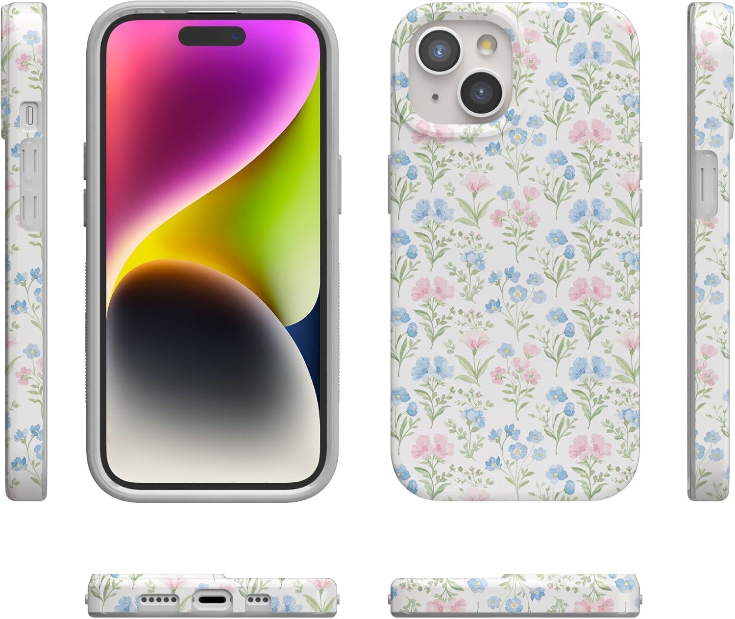 imageCasely iPhone 15 Plus Case Outside the Lines Crayola Marker Compatible with MagSafe Classic Ultra Slim DesignPastel Garden Sunday Best