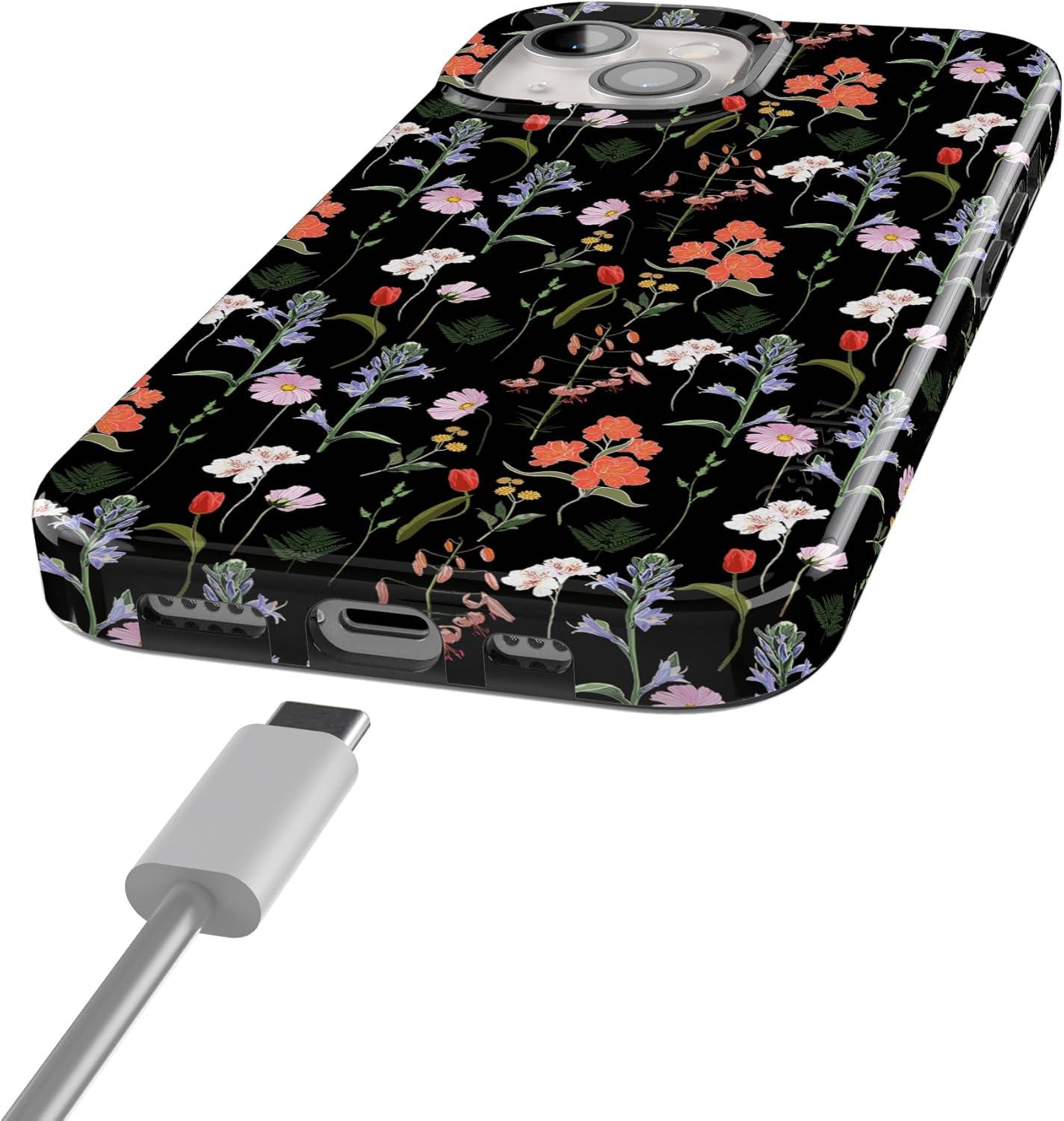 imageCasely iPhone 15 Plus Case Outside the Lines Crayola Marker Compatible with MagSafe Classic Ultra Slim DesignSecret Garden Mixed Floral