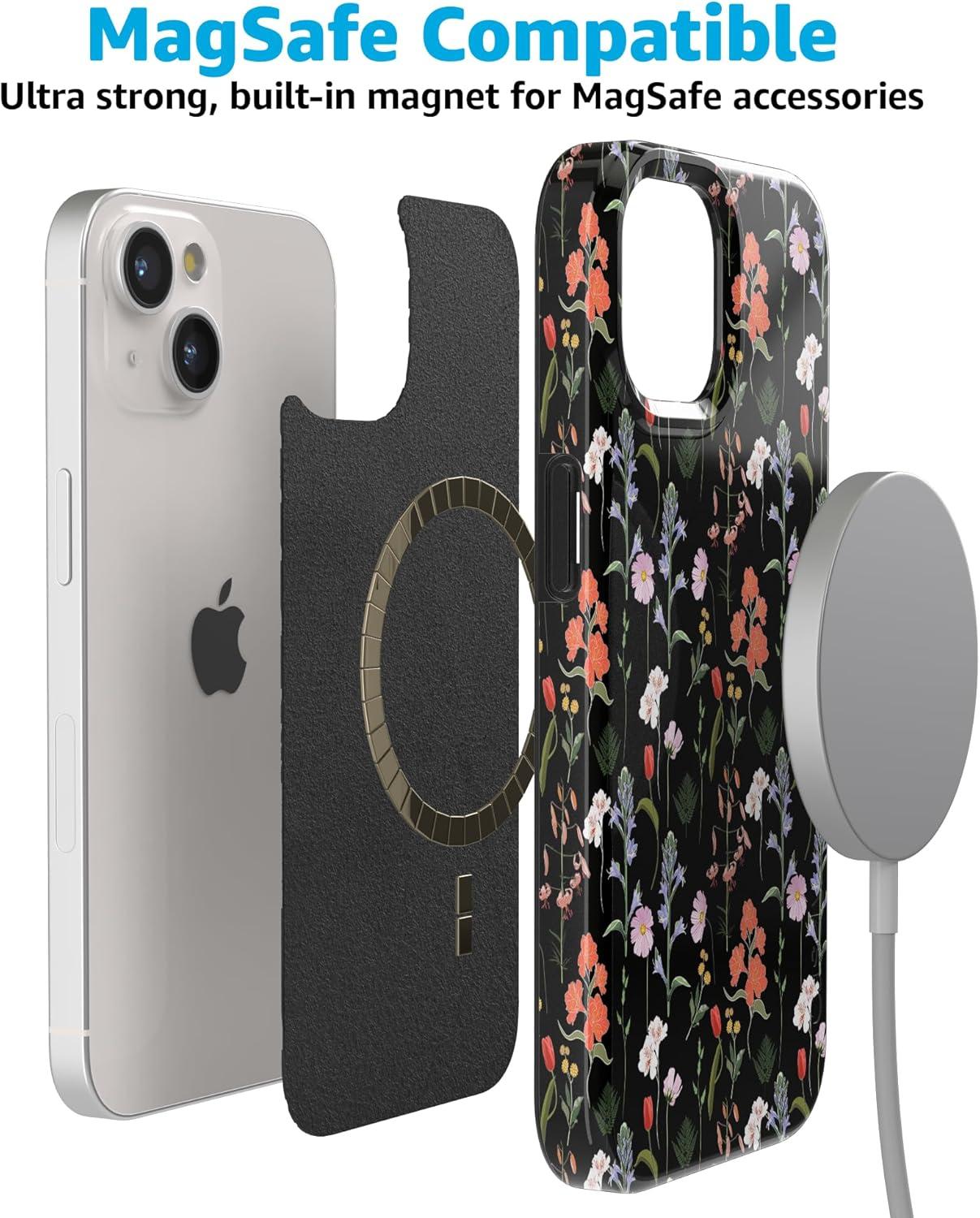 imageCasely iPhone 15 Plus Case Outside the Lines Crayola Marker Compatible with MagSafe Classic Ultra Slim DesignSecret Garden Mixed Floral