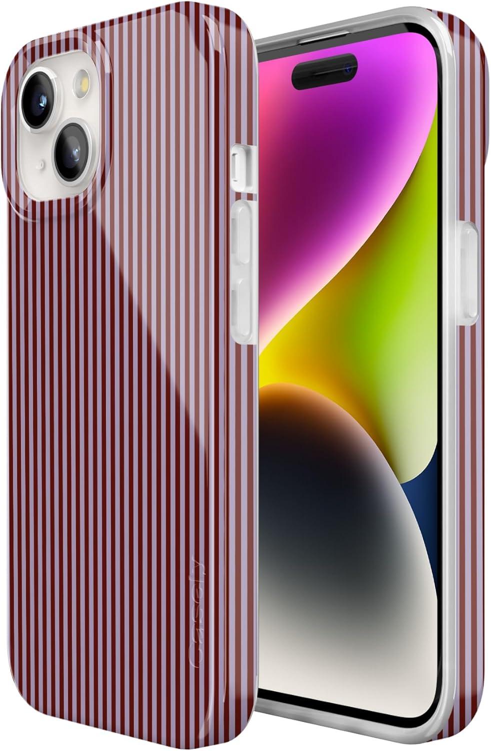 imageCasely iPhone 15 Plus Case Outside the Lines Crayola Marker Compatible with MagSafe Classic Ultra Slim DesignStripes and the City Tiny Pinstripe