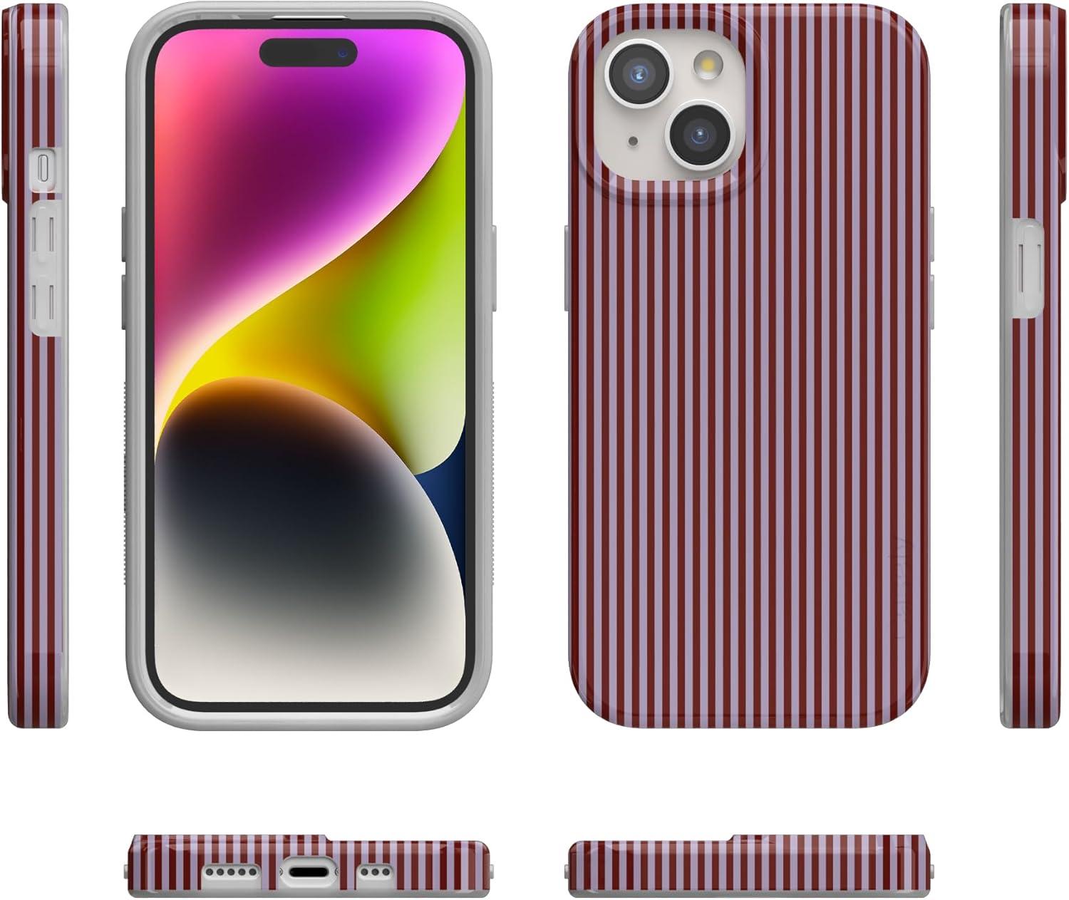 imageCasely iPhone 15 Plus Case Outside the Lines Crayola Marker Compatible with MagSafe Classic Ultra Slim DesignStripes and the City Tiny Pinstripe