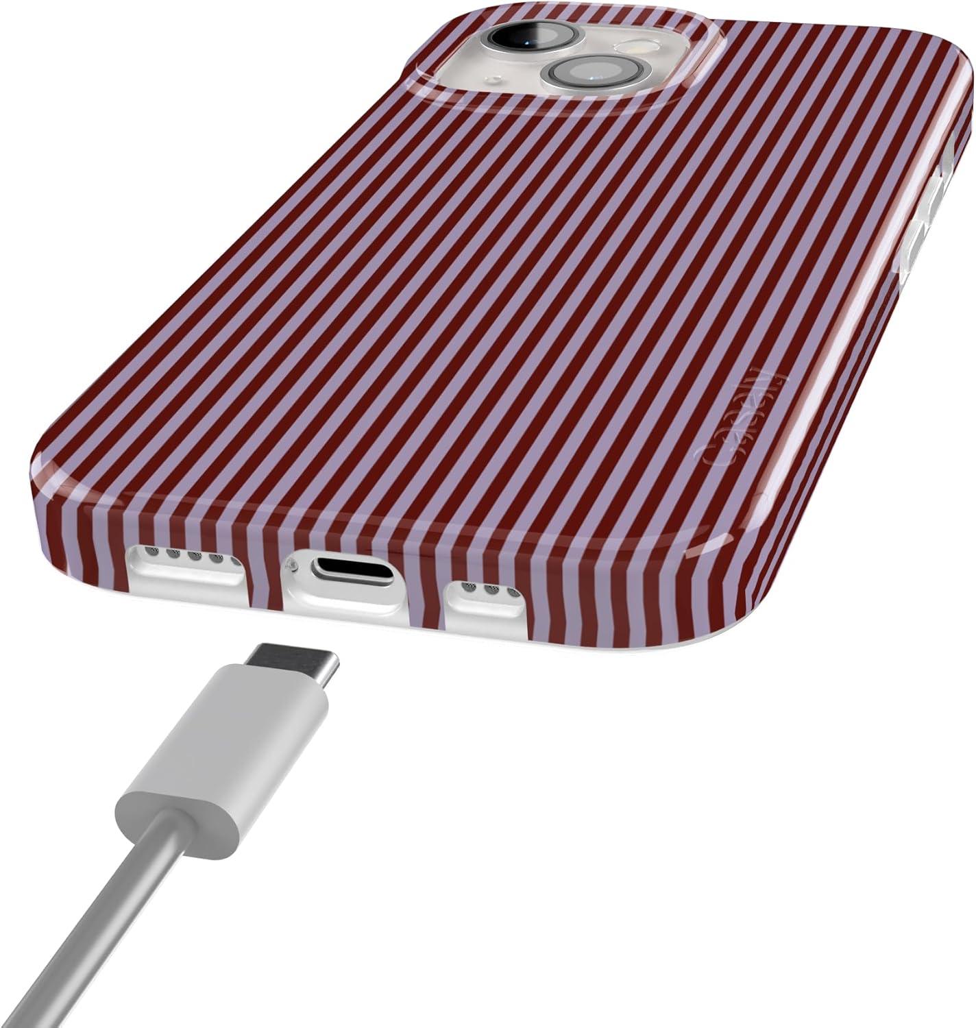 imageCasely iPhone 15 Plus Case Outside the Lines Crayola Marker Compatible with MagSafe Classic Ultra Slim DesignStripes and the City Tiny Pinstripe