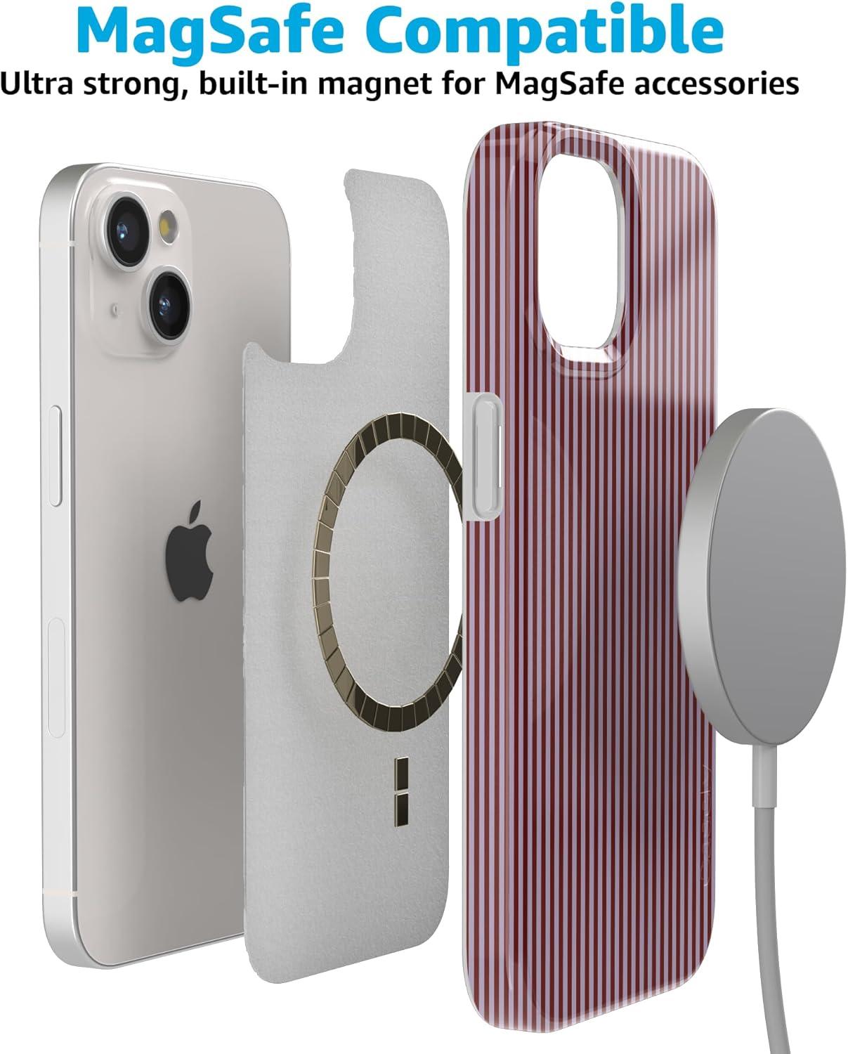 imageCasely iPhone 15 Plus Case Outside the Lines Crayola Marker Compatible with MagSafe Classic Ultra Slim DesignStripes and the City Tiny Pinstripe