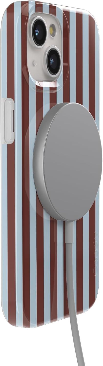 imageCasely iPhone 15 Plus Case Outside the Lines Crayola Marker Compatible with MagSafe Classic Ultra Slim DesignSunday in Brooklyn Chocolate Stripes