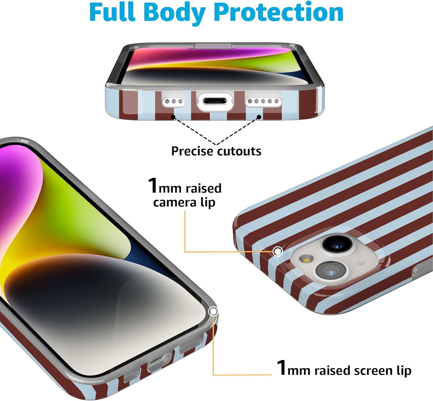 imageCasely iPhone 15 Plus Case Outside the Lines Crayola Marker Compatible with MagSafe Classic Ultra Slim DesignSunday in Brooklyn Chocolate Stripes