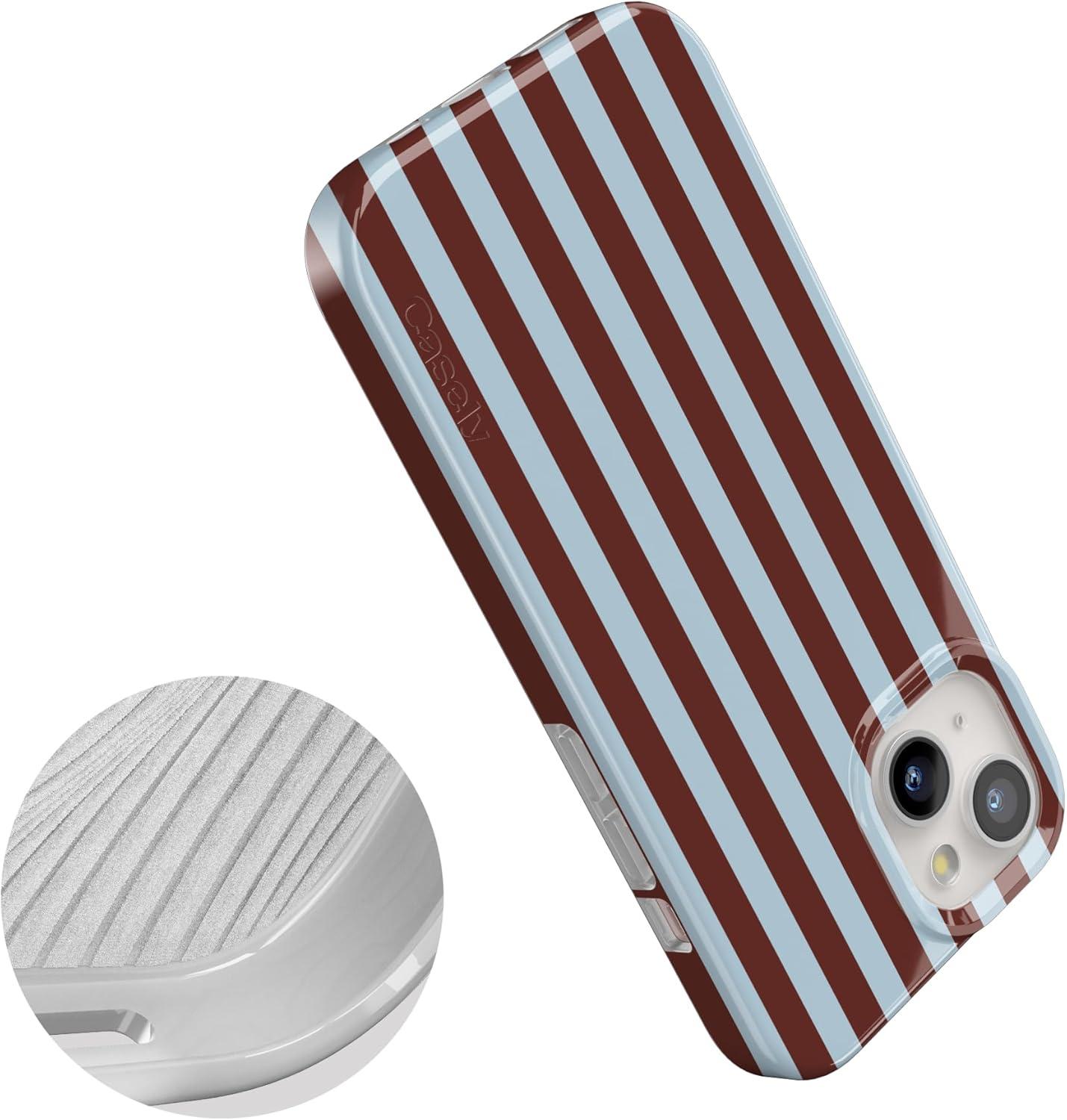 imageCasely iPhone 15 Plus Case Outside the Lines Crayola Marker Compatible with MagSafe Classic Ultra Slim DesignSunday in Brooklyn Chocolate Stripes