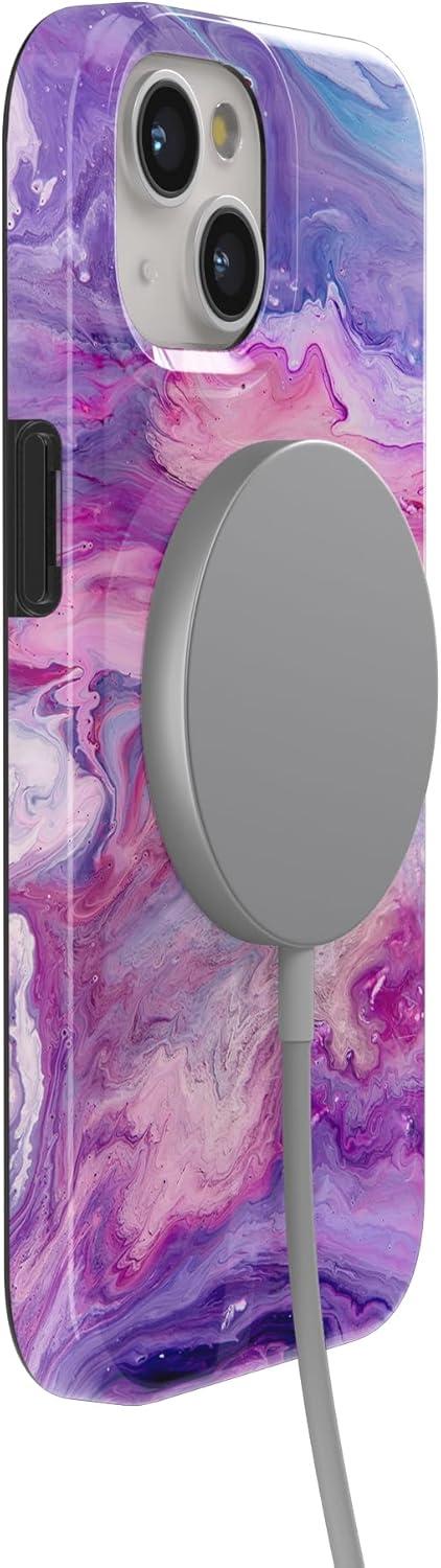 imageCasely iPhone 15 Plus Case Outside the Lines Crayola Marker Compatible with MagSafe Classic Ultra Slim DesignTie Dying Over You Purple Marble