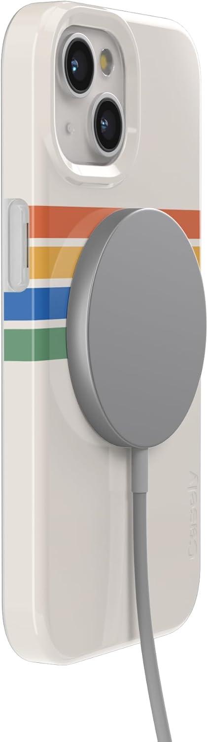 imageCasely iPhone 15 Plus Case Outside the Lines Crayola Marker Compatible with MagSafe Classic Ultra Slim DesignTotally Groovy Rainbow Stripes Color Block