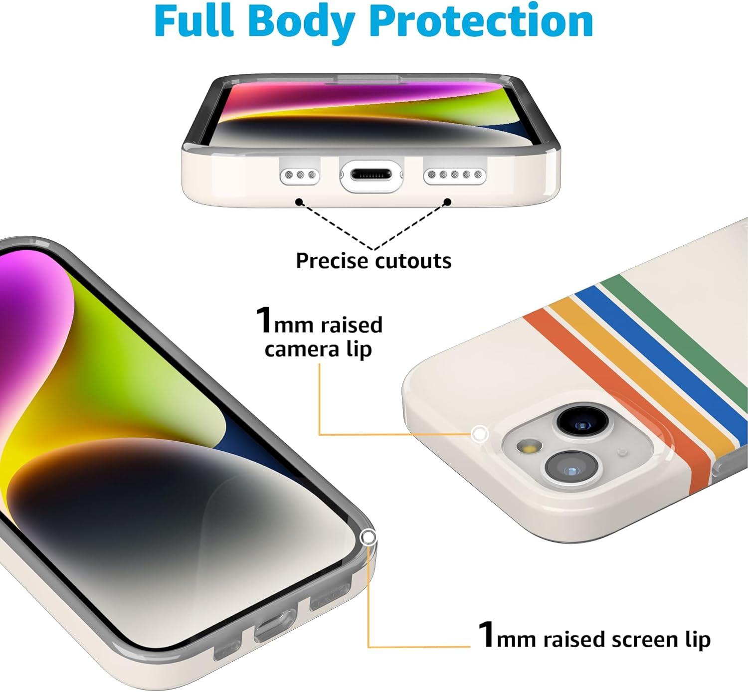 imageCasely iPhone 15 Plus Case Outside the Lines Crayola Marker Compatible with MagSafe Classic Ultra Slim DesignTotally Groovy Rainbow Stripes Color Block