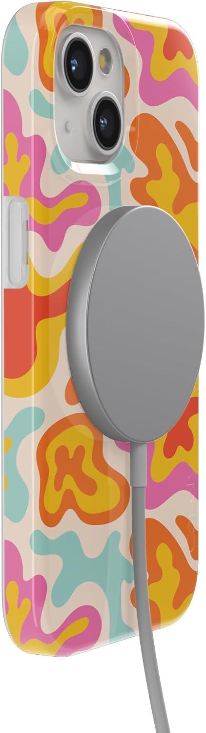 imageCasely iPhone 15 Plus Case Outside the Lines Crayola Marker Compatible with MagSafe Classic Ultra Slim DesignTropical Color Splash Abstract Retro