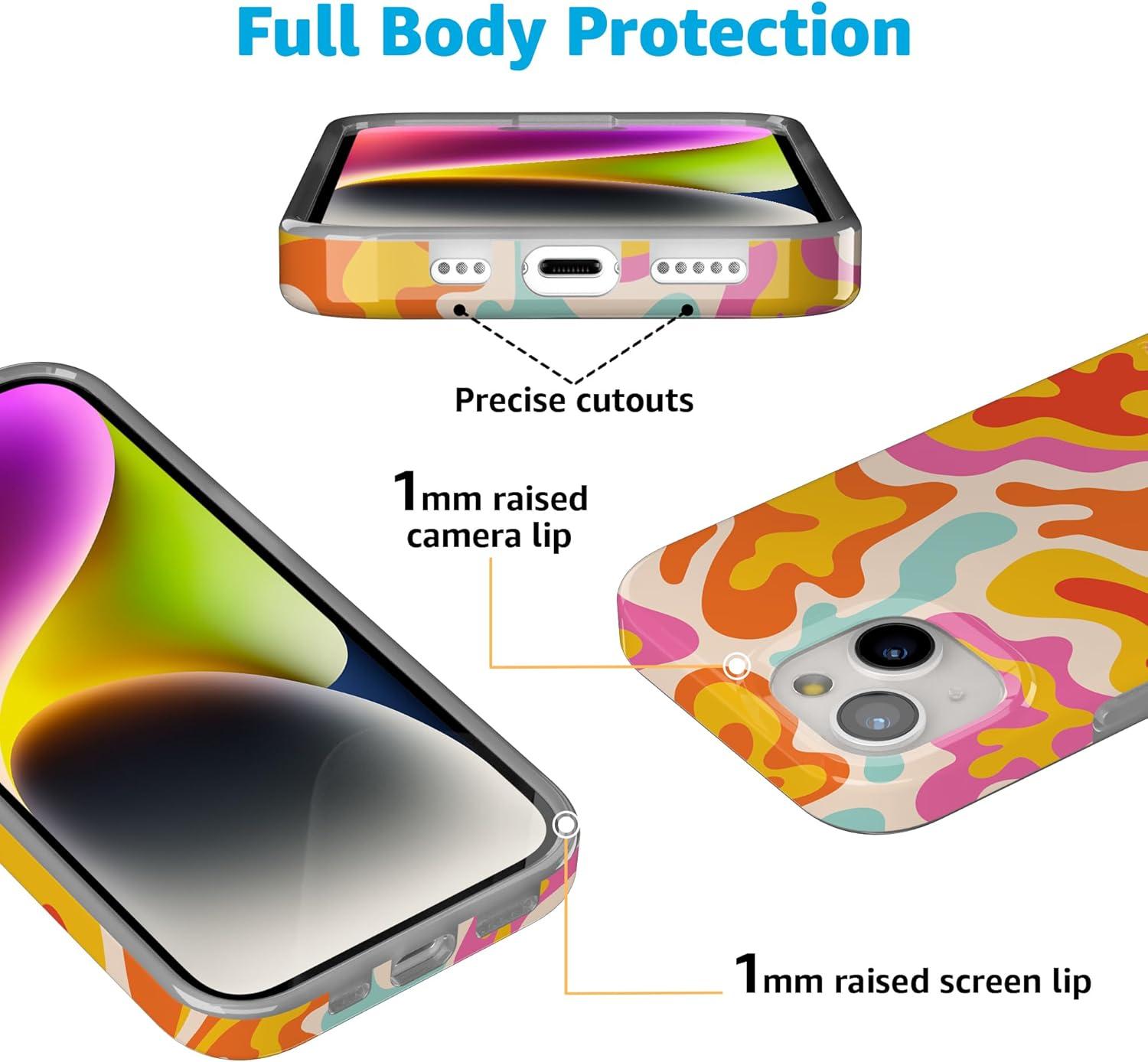 imageCasely iPhone 15 Plus Case Outside the Lines Crayola Marker Compatible with MagSafe Classic Ultra Slim DesignTropical Color Splash Abstract Retro