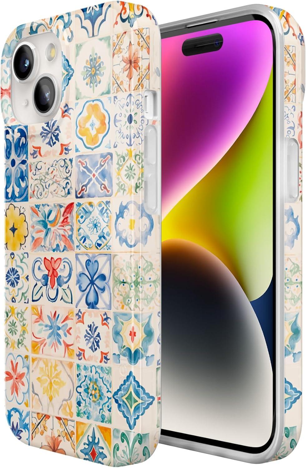 imageCasely iPhone 15 Plus Case Outside the Lines Crayola Marker Compatible with MagSafe Classic Ultra Slim DesignTuscan Tiles Dolce Vita