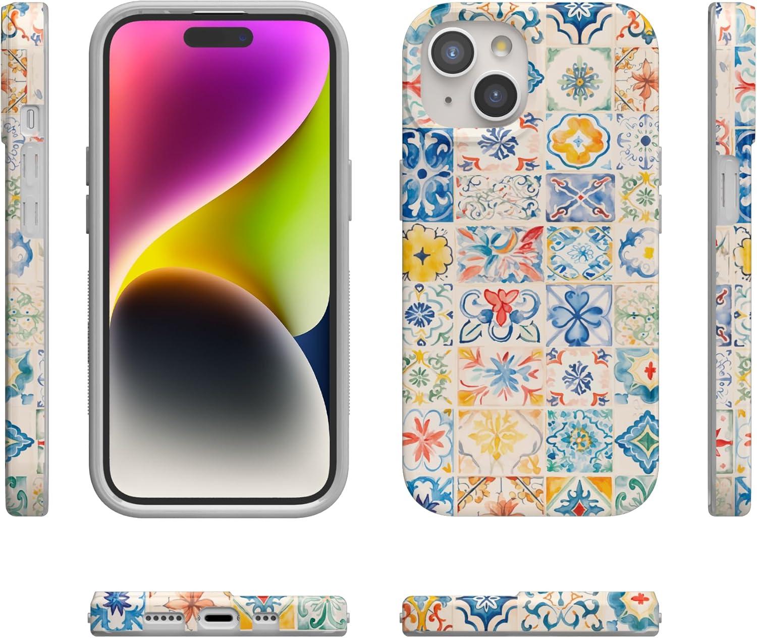 imageCasely iPhone 15 Plus Case Outside the Lines Crayola Marker Compatible with MagSafe Classic Ultra Slim DesignTuscan Tiles Dolce Vita