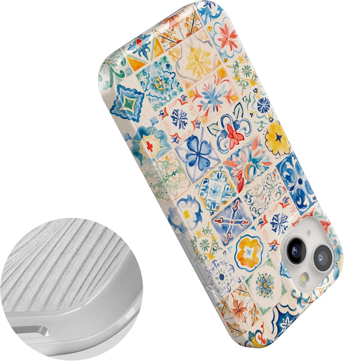 imageCasely iPhone 15 Plus Case Outside the Lines Crayola Marker Compatible with MagSafe Classic Ultra Slim DesignTuscan Tiles Dolce Vita