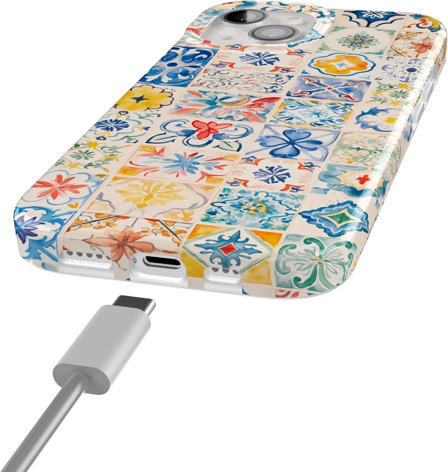 imageCasely iPhone 15 Plus Case Outside the Lines Crayola Marker Compatible with MagSafe Classic Ultra Slim DesignTuscan Tiles Dolce Vita