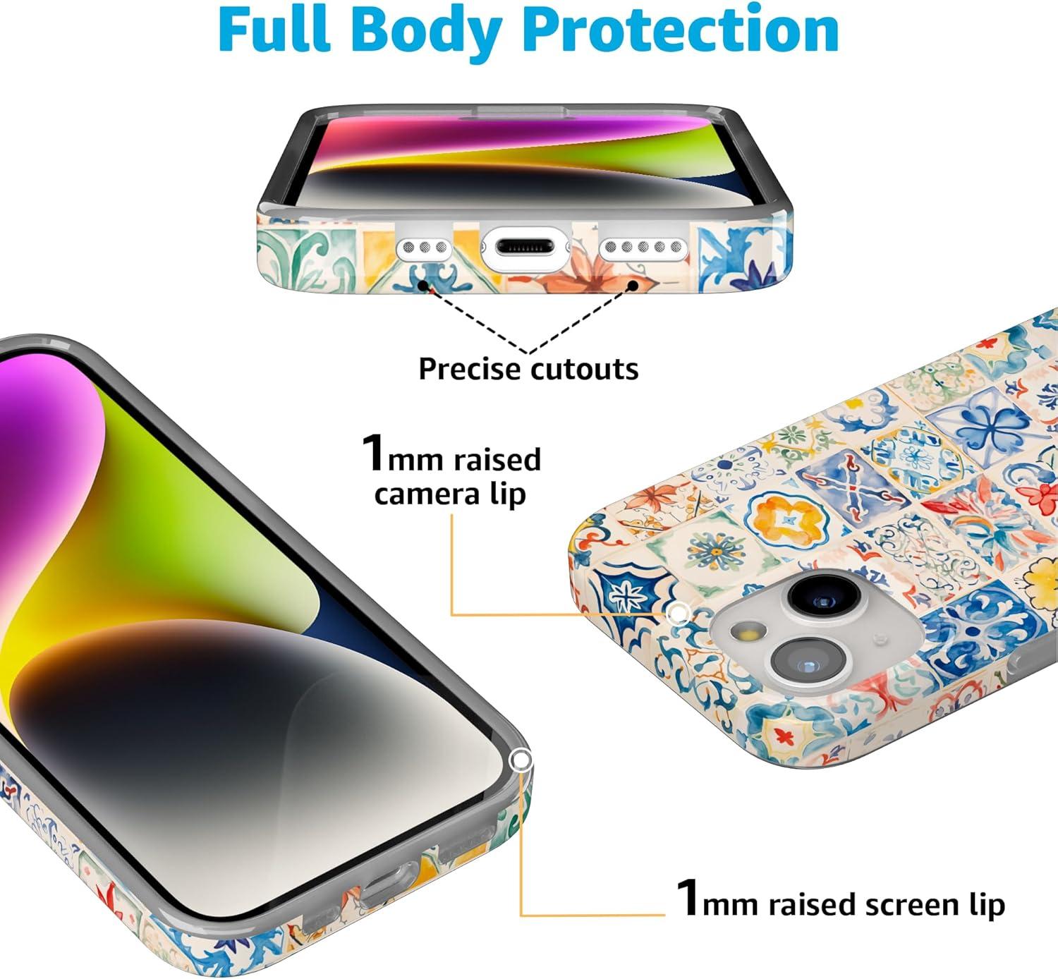 imageCasely iPhone 15 Plus Case Outside the Lines Crayola Marker Compatible with MagSafe Classic Ultra Slim DesignTuscan Tiles Dolce Vita
