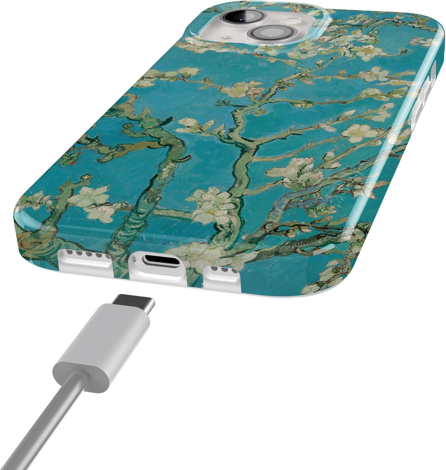 imageCasely iPhone 15 Plus Case Outside the Lines Crayola Marker Compatible with MagSafe Classic Ultra Slim DesignVan Gogh Almond Blossom Floral