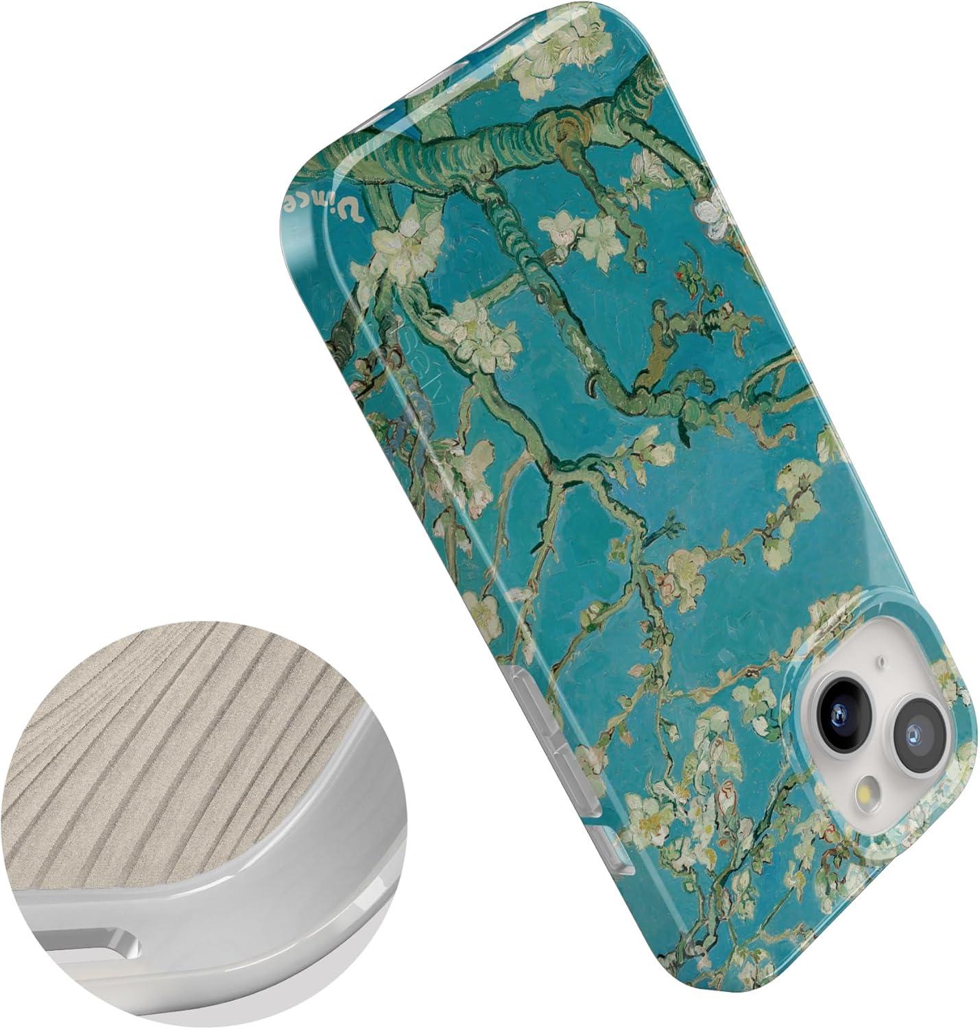 imageCasely iPhone 15 Plus Case Outside the Lines Crayola Marker Compatible with MagSafe Classic Ultra Slim DesignVan Gogh Almond Blossom Floral