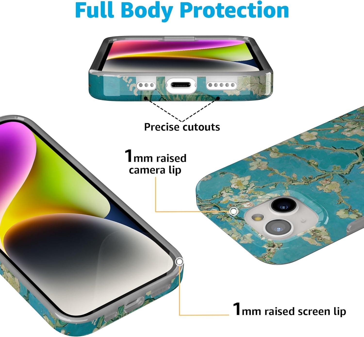 imageCasely iPhone 15 Plus Case Outside the Lines Crayola Marker Compatible with MagSafe Classic Ultra Slim DesignVan Gogh Almond Blossom Floral