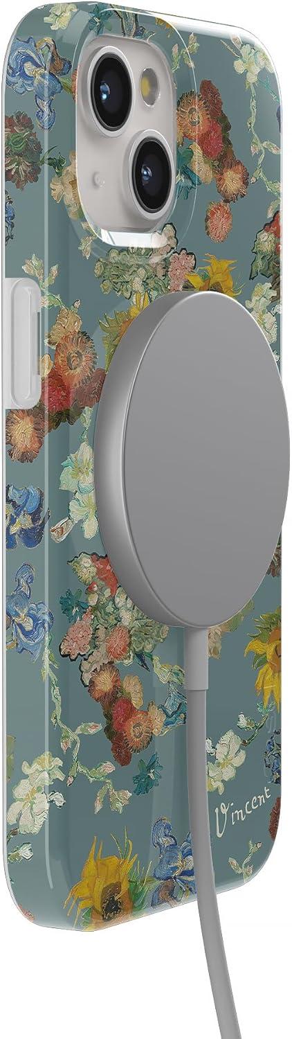 imageCasely iPhone 15 Plus Case Outside the Lines Crayola Marker Compatible with MagSafe Classic Ultra Slim DesignVan Gogh Vincents Flowers