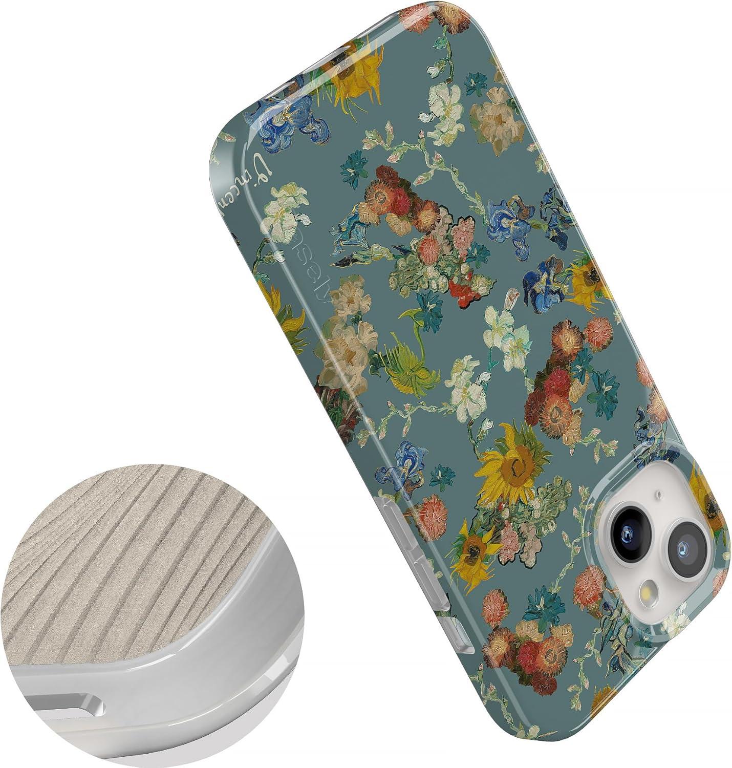 imageCasely iPhone 15 Plus Case Outside the Lines Crayola Marker Compatible with MagSafe Classic Ultra Slim DesignVan Gogh Vincents Flowers