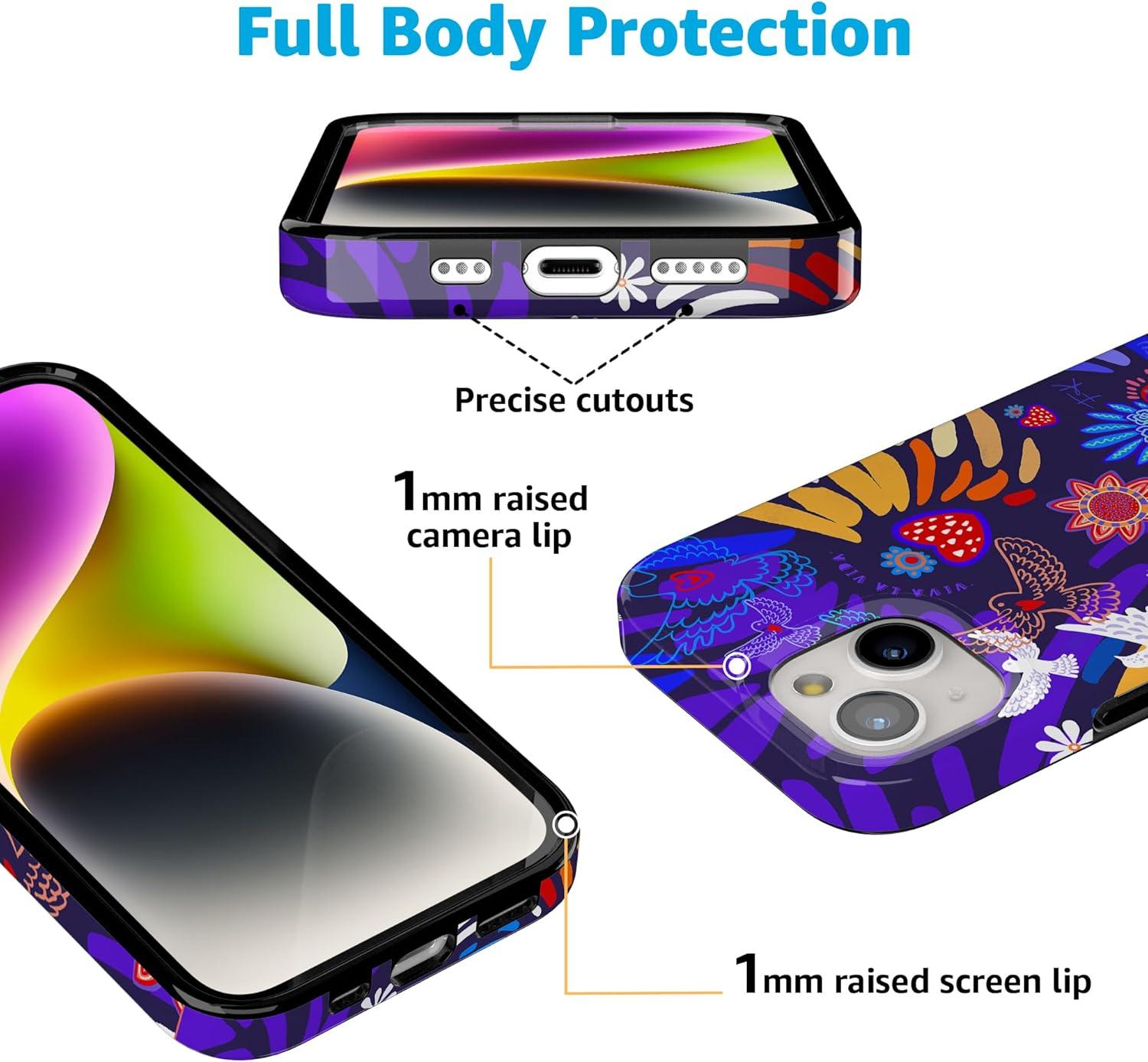 imageCasely iPhone 15 Plus Case Outside the Lines Crayola Marker Compatible with MagSafe Classic Ultra Slim DesignViva La Vida Frida Kahlo Collage