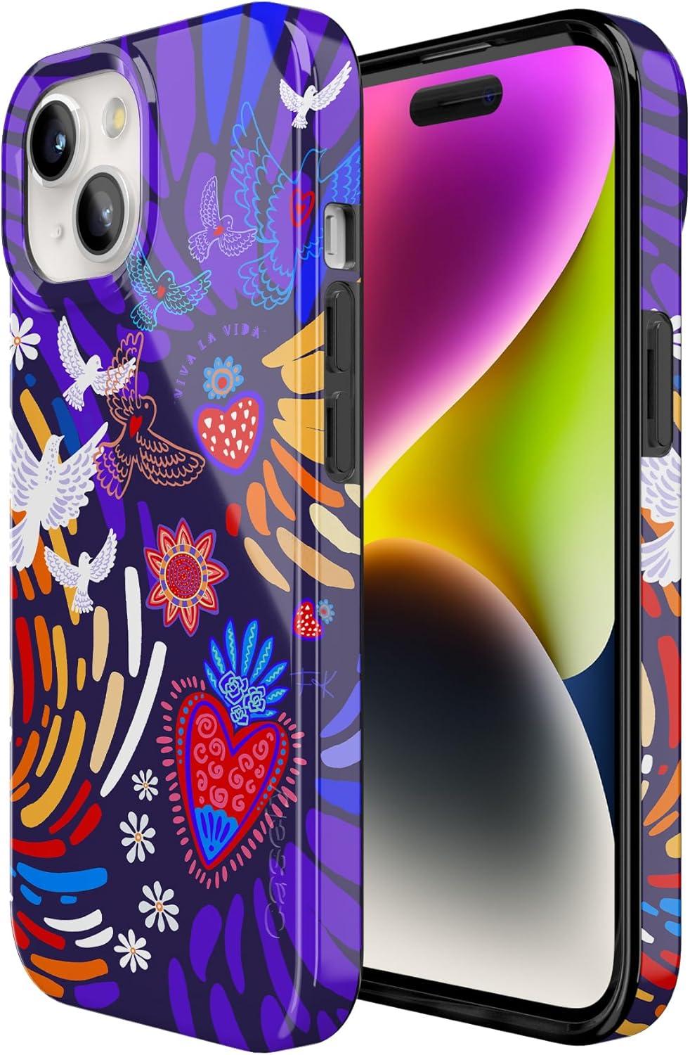 imageCasely iPhone 15 Plus Case Outside the Lines Crayola Marker Compatible with MagSafe Classic Ultra Slim DesignViva La Vida Frida Kahlo Collage