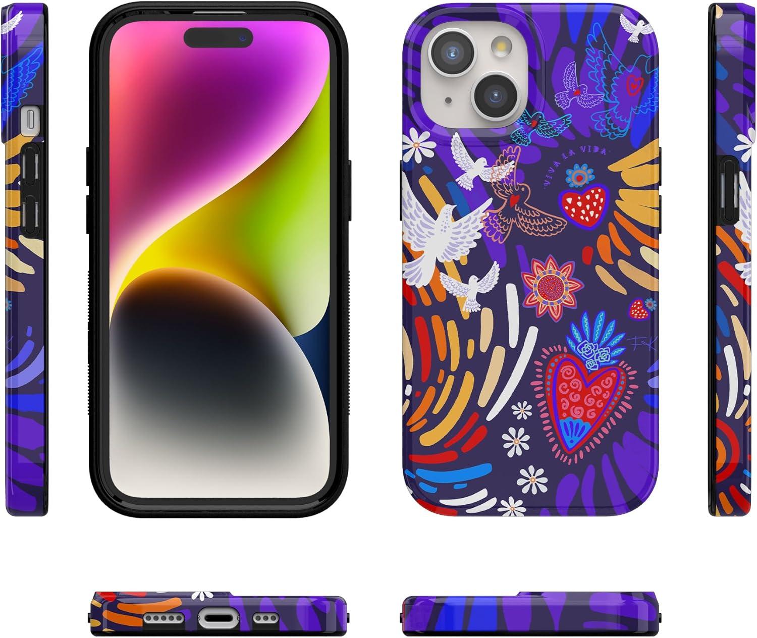 imageCasely iPhone 15 Plus Case Outside the Lines Crayola Marker Compatible with MagSafe Classic Ultra Slim DesignViva La Vida Frida Kahlo Collage