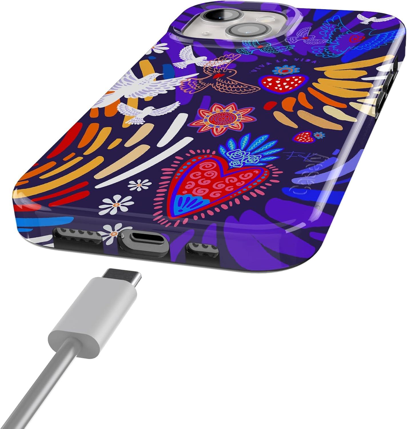 imageCasely iPhone 15 Plus Case Outside the Lines Crayola Marker Compatible with MagSafe Classic Ultra Slim DesignViva La Vida Frida Kahlo Collage