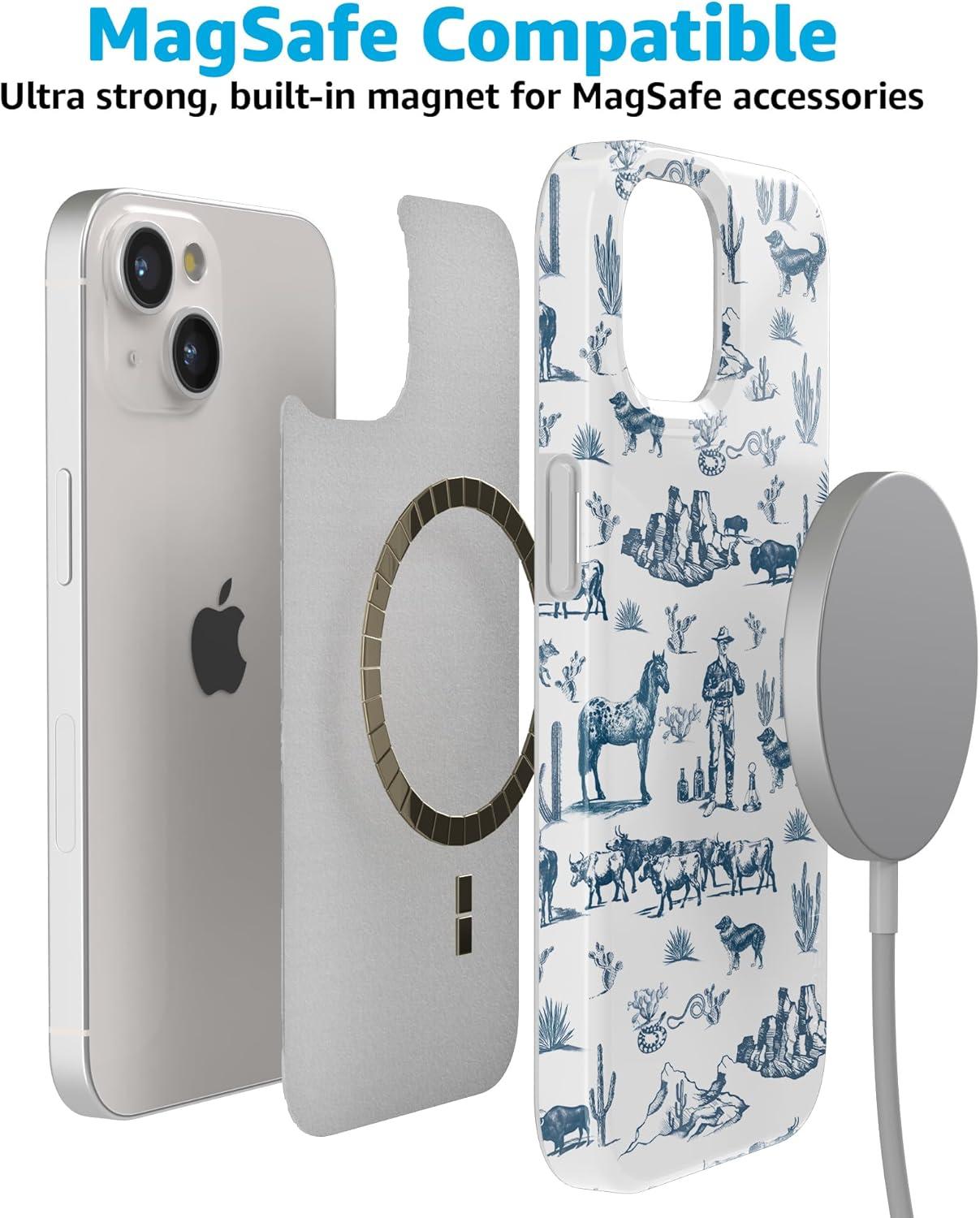 imageCasely iPhone 15 Plus Case Outside the Lines Crayola Marker Compatible with MagSafe Classic Ultra Slim DesignWild West Adventure Desert