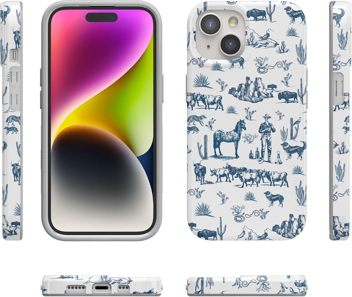 imageCasely iPhone 15 Plus Case Outside the Lines Crayola Marker Compatible with MagSafe Classic Ultra Slim DesignWild West Adventure Desert