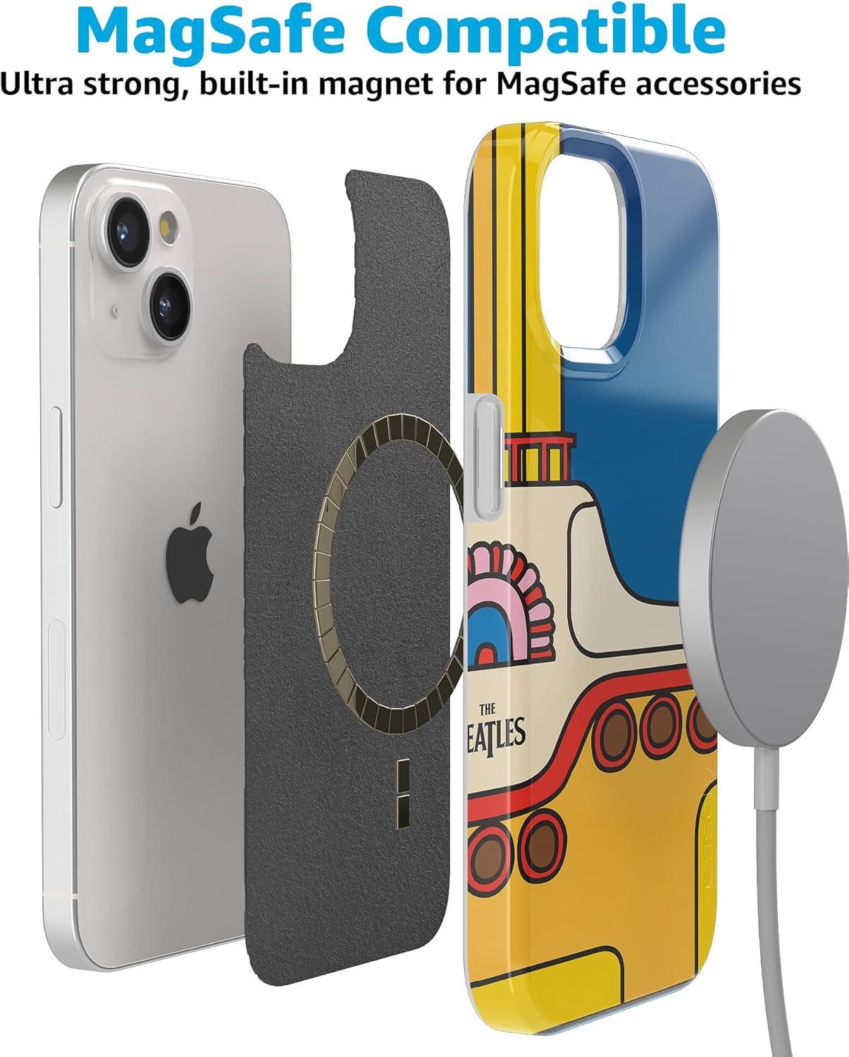 imageCasely iPhone 15 Plus Case Outside the Lines Crayola Marker Compatible with MagSafe Classic Ultra Slim DesignYellow Submarine Beatles