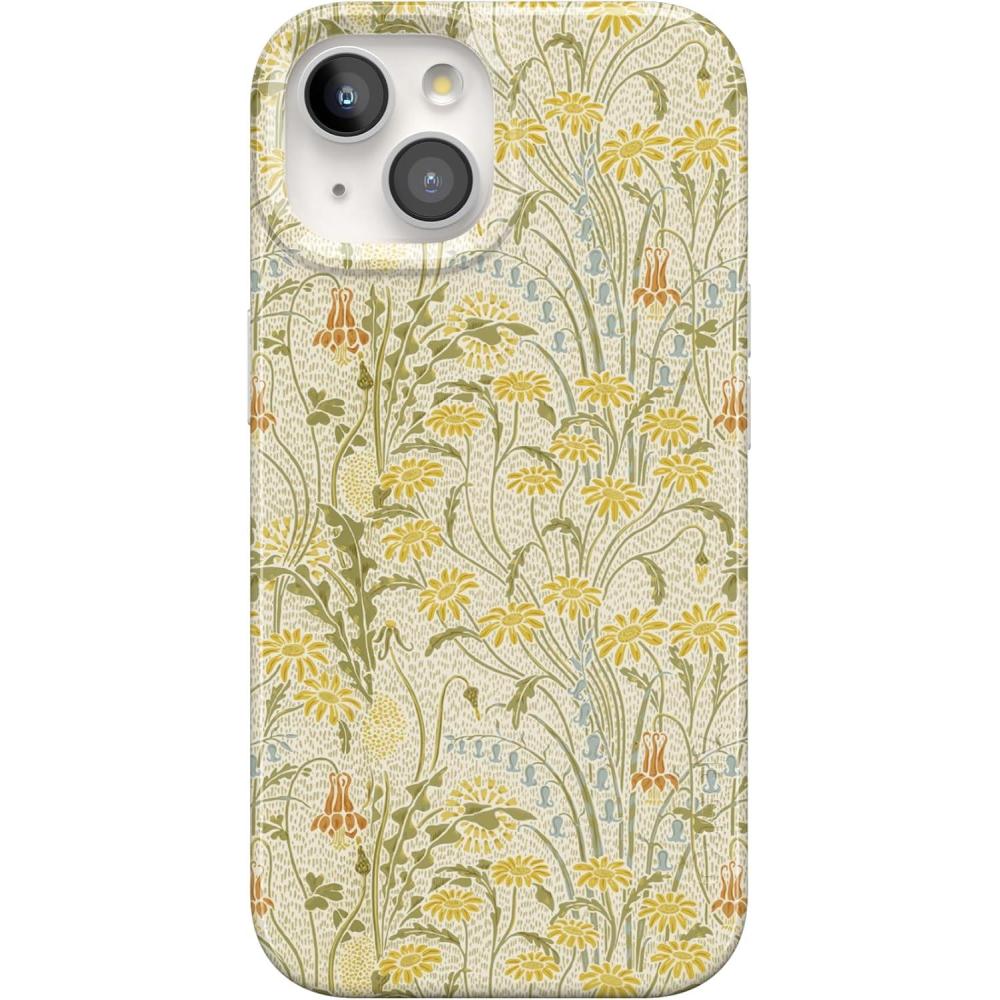 imageCasely iPhone 15 Plus Case Outside the Lines Crayola Marker Compatible with MagSafe Classic Ultra Slim DesignBoho Blooms Golden Floral