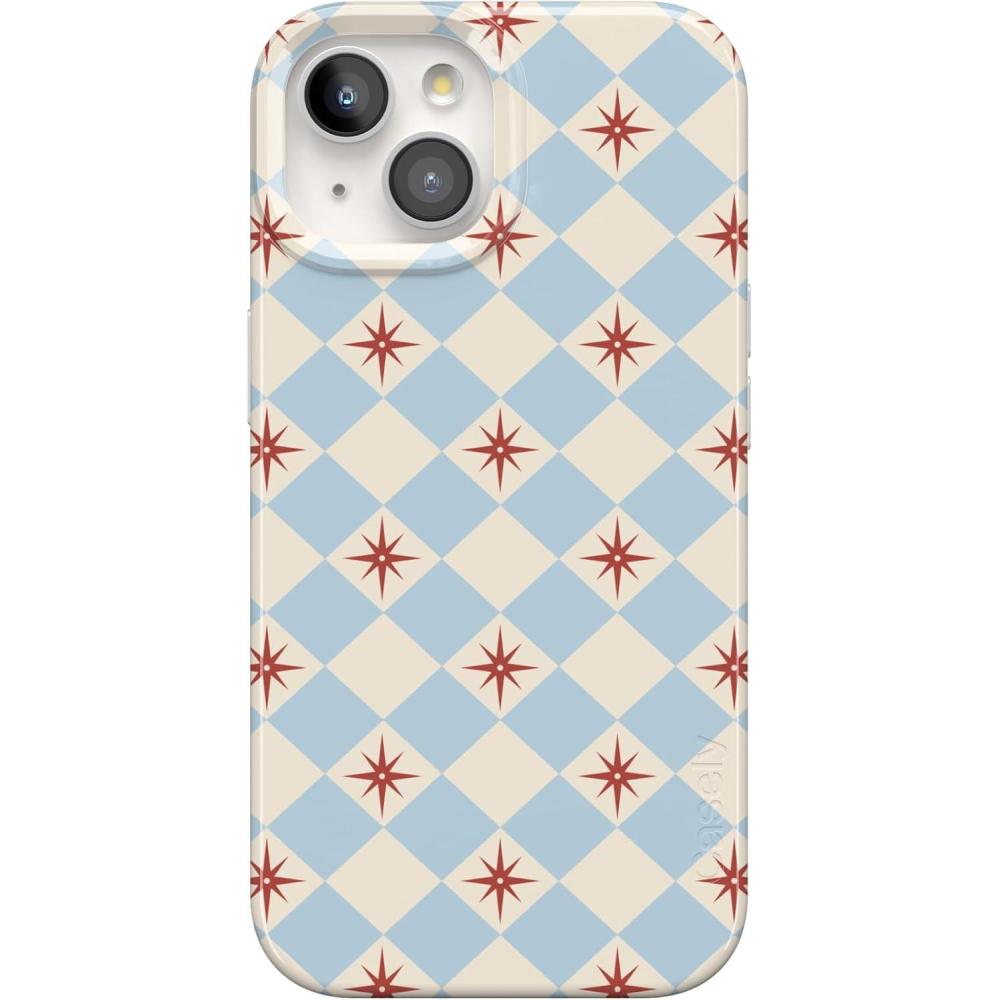 imageCasely iPhone 15 Plus Case Outside the Lines Crayola Marker Compatible with MagSafe Classic Ultra Slim DesignChelsea Checker Starlight Tiles