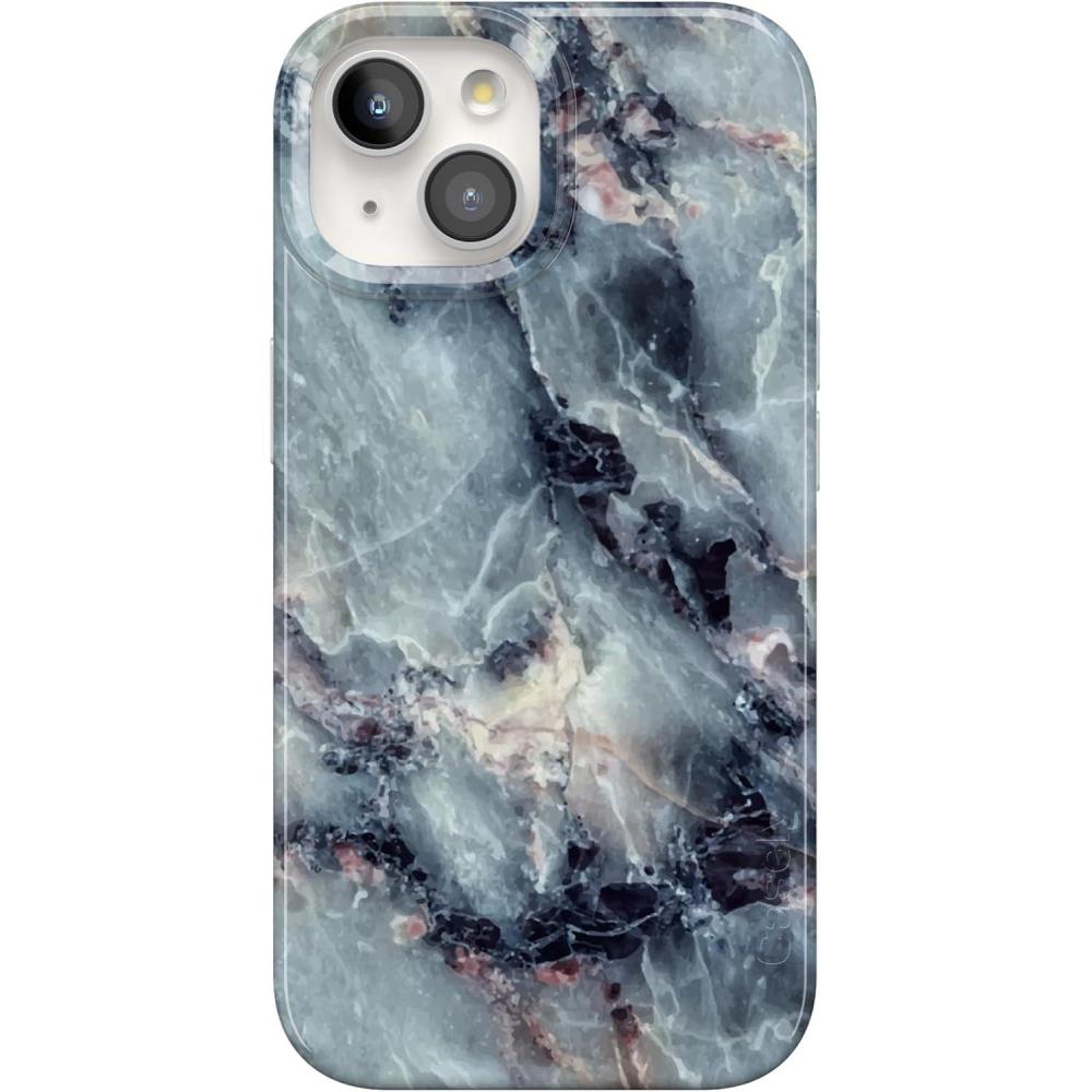 imageCasely iPhone 15 Plus Case Outside the Lines Crayola Marker Compatible with MagSafe Classic Ultra Slim DesignDeep Sea Blue Marble