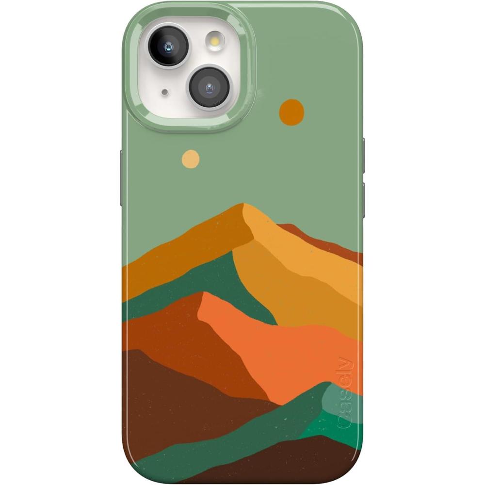 imageCasely iPhone 15 Plus Case Outside the Lines Crayola Marker Compatible with MagSafe Classic Ultra Slim DesignEndless Peaks Colorblock Mountain
