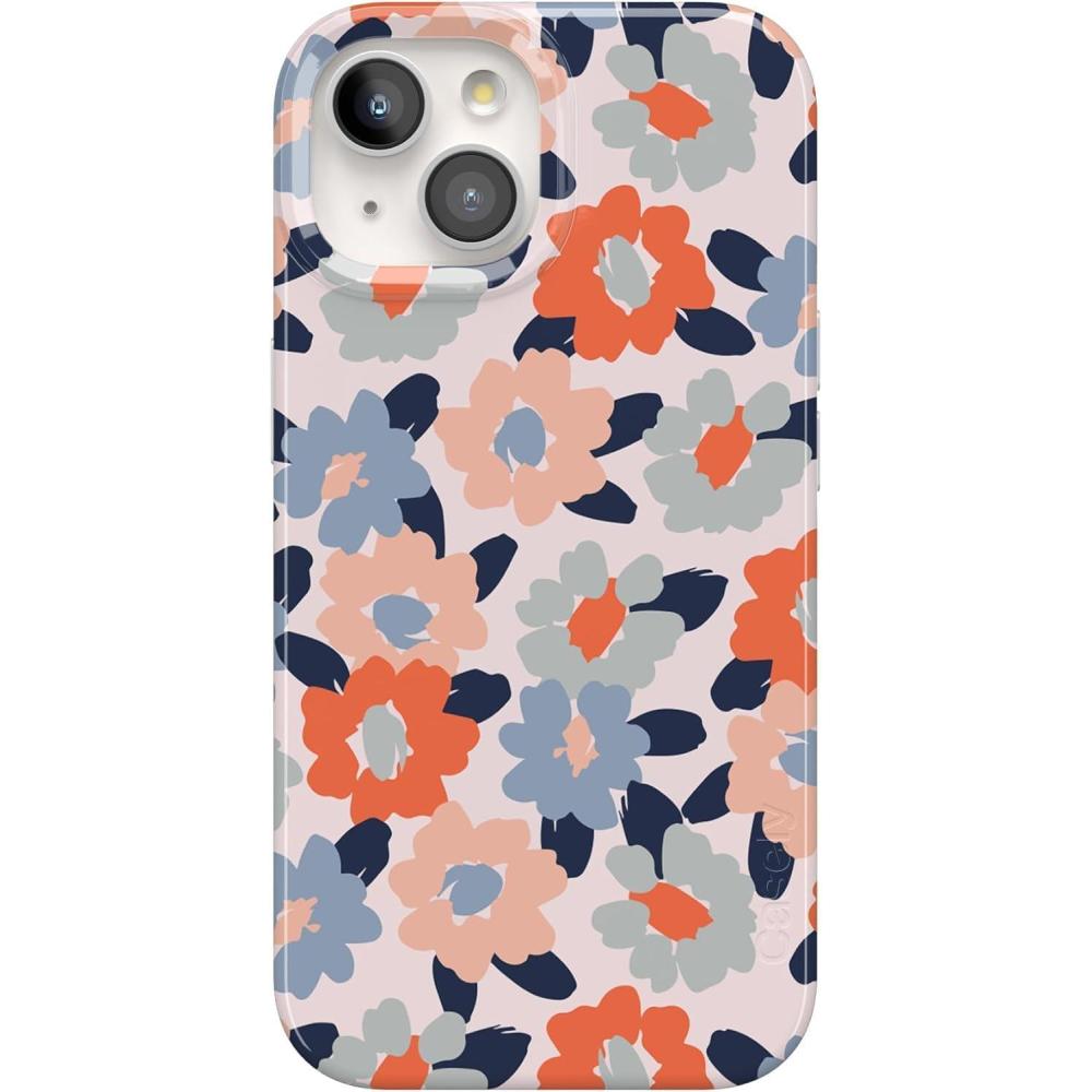 imageCasely iPhone 15 Plus Case Outside the Lines Crayola Marker Compatible with MagSafe Classic Ultra Slim DesignField of Flowers Pastel Floral
