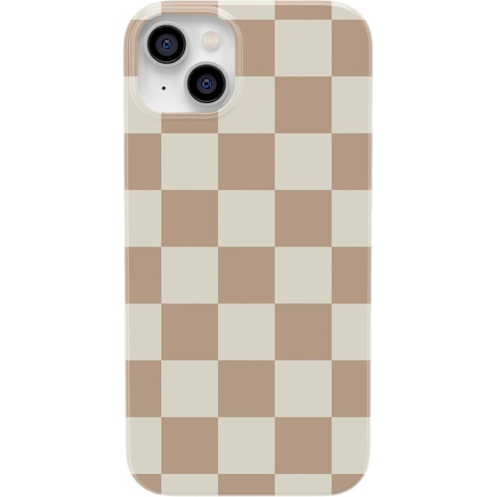 imageCasely iPhone 15 Plus Case Outside the Lines Crayola Marker Compatible with MagSafe Classic Ultra Slim DesignFit Check Neutral Checkerboard