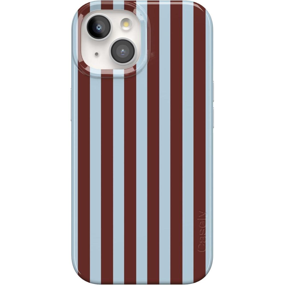 imageCasely iPhone 15 Plus Case Outside the Lines Crayola Marker Compatible with MagSafe Classic Ultra Slim DesignSunday in Brooklyn Chocolate Stripes