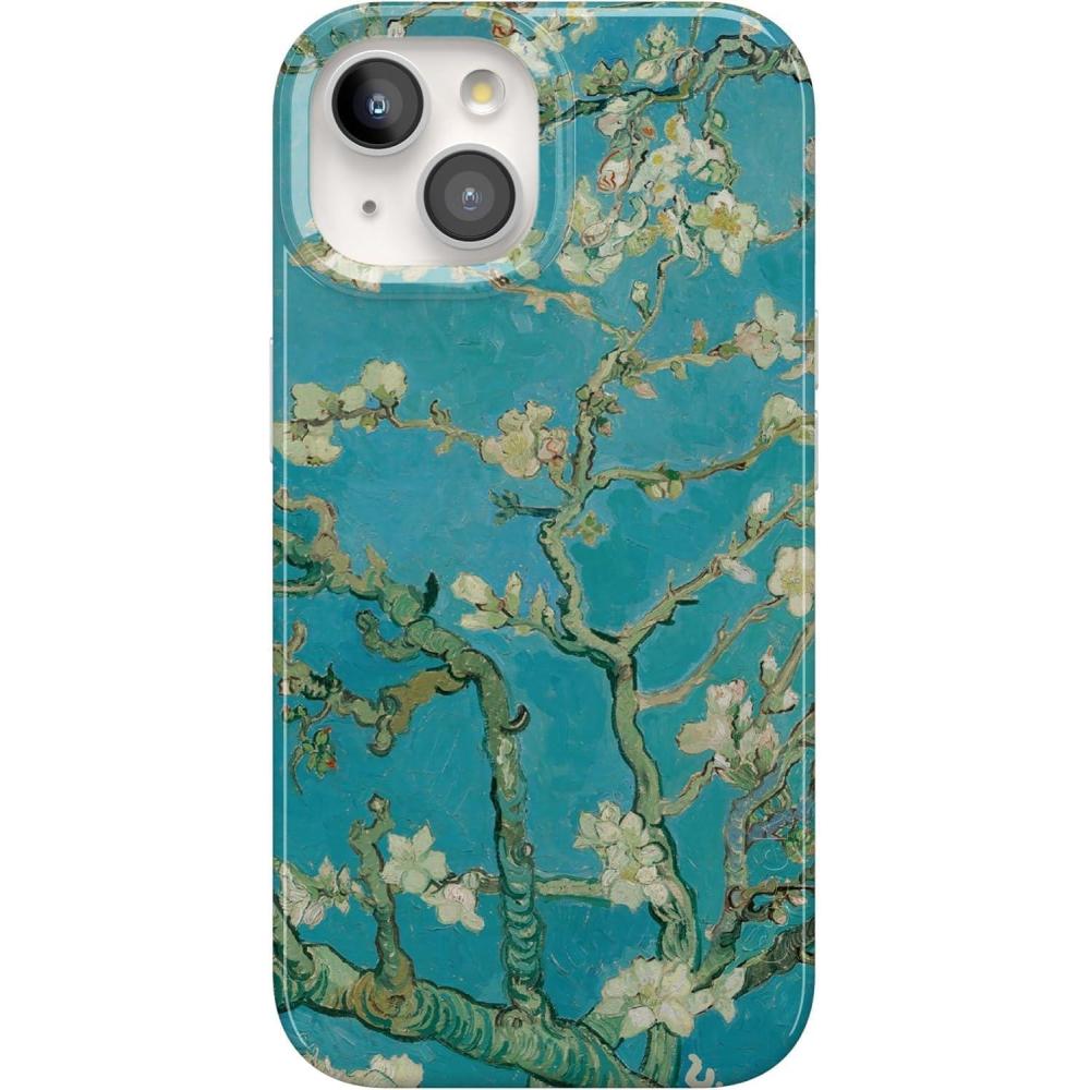 imageCasely iPhone 15 Plus Case Outside the Lines Crayola Marker Compatible with MagSafe Classic Ultra Slim DesignVan Gogh Almond Blossom Floral