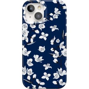 Casely iPhone 15 Plus Case | Outside the Lines | Crayola Marker | Compatible with MagSafe | Classic Ultra Slim Design(Floral Forest | Navy Cherry Blossom Floral)