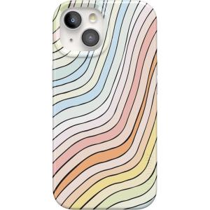 Casely iPhone 15 Plus Case | Outside the Lines | Crayola Marker | Compatible with MagSafe | Classic Ultra Slim Design(Ride The Wave | Pastel Rainbow Lined)