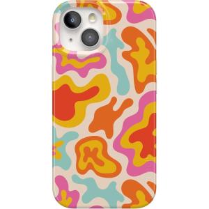 Casely iPhone 15 Plus Case | Outside the Lines | Crayola Marker | Compatible with MagSafe | Classic Ultra Slim Design(Tropical Color Splash | Abstract Retro)