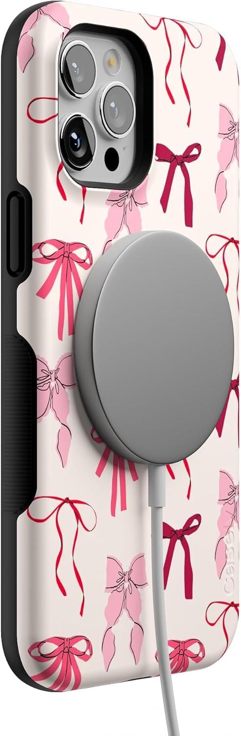 imageCasely iPhone 12 Pro Max Case Pink Bows Lover Girlie Bold Protective Design MagSafe Compatible Design