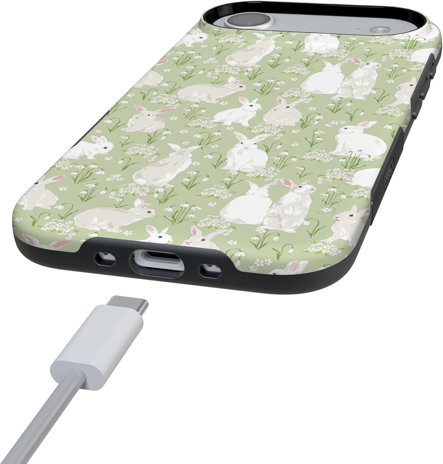 imageCasely iPhone 17 Air Case Hop to it Green Bunny Bold Protective Design Compatible with MagSafe