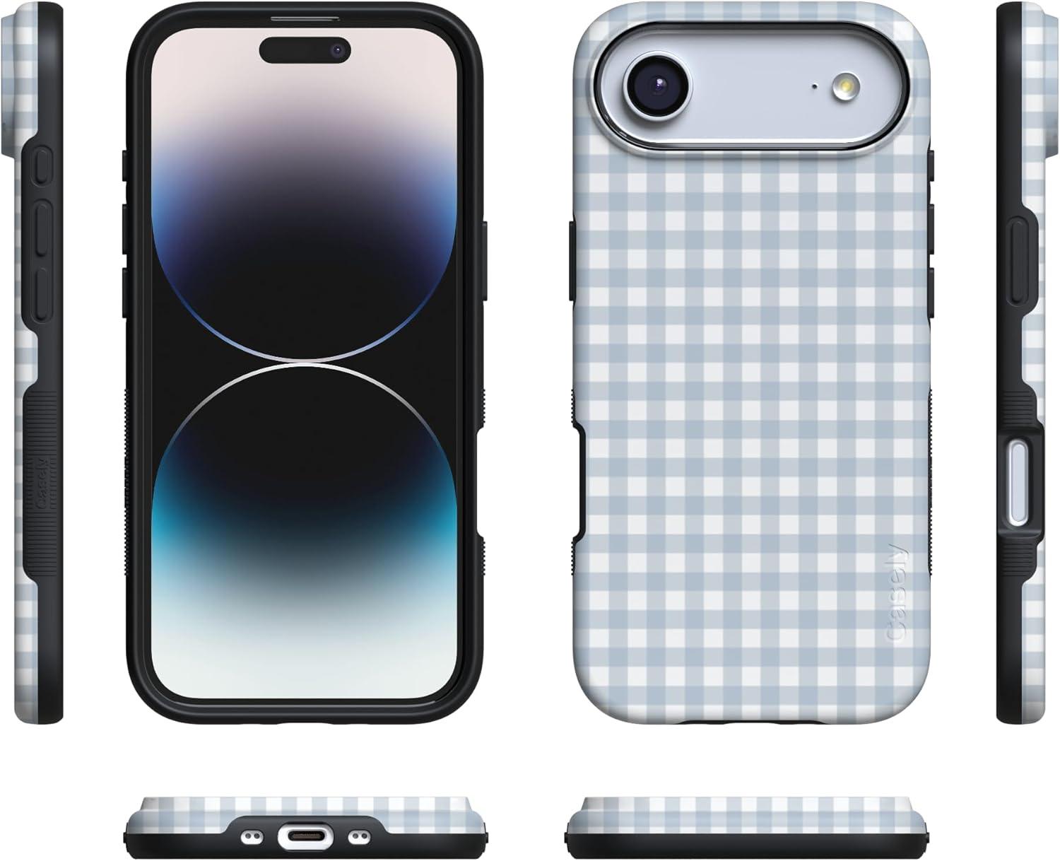 imageCasely iPhone 17 Air Case Pastel Picnic Blue Gingham Bold Protective Design Compatible with MagSafe