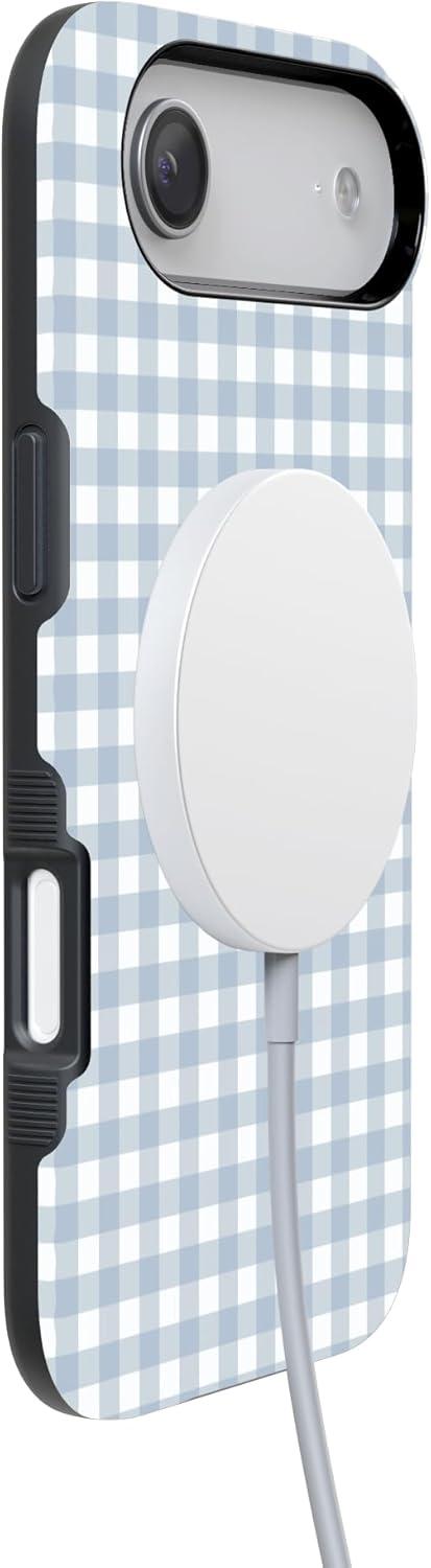imageCasely iPhone 17 Air Case Pastel Picnic Blue Gingham Bold Protective Design Compatible with MagSafe